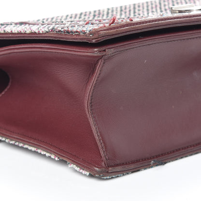 Christian Dior Tweed Calfskin Medium Diorama Flap Bag Burgundy Multicolor 7 of 16