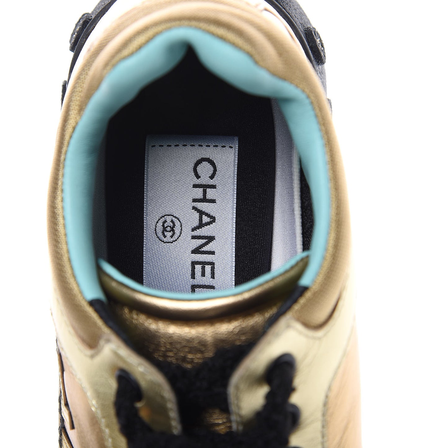 Metallic Lambskin Satin Finish CC Womens Sneakers 36.5 Gold