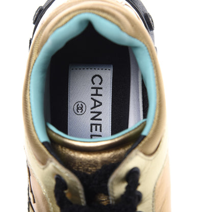 Chanel Metallic Lambskin Satin Finish CC Womens Sneakers 36.5 Gold 6 of 8