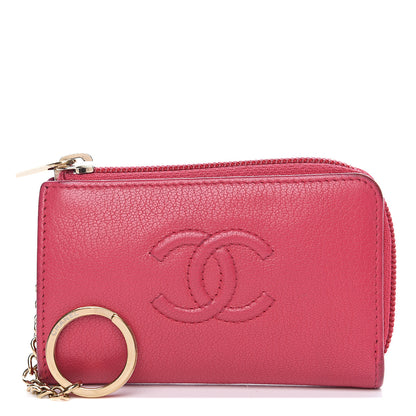 Chanel Calfskin Chain CC Key Holder Case Dark Pink 1 of 12