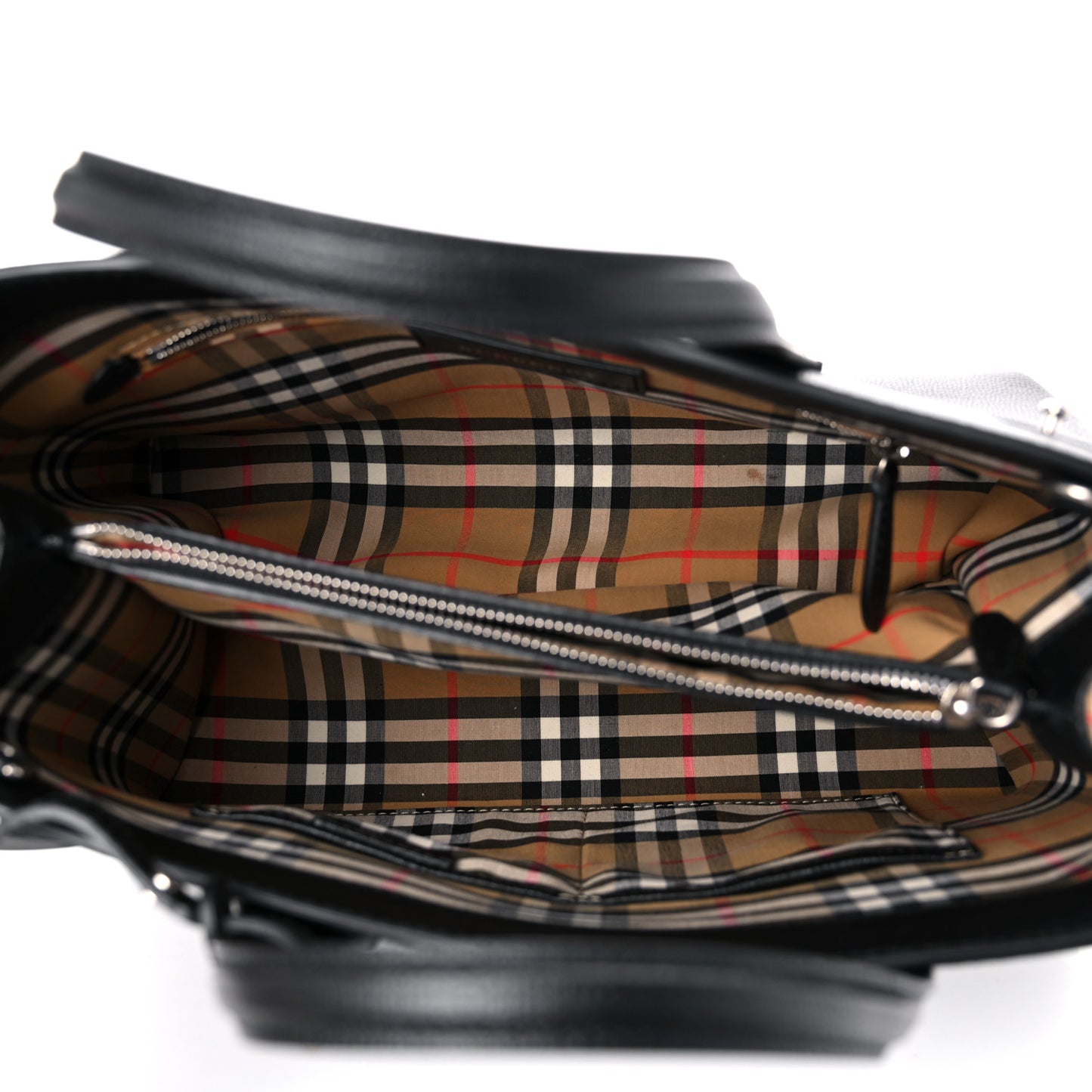 Grainy Calfskin Vintage Check Medium Banner Tote Black