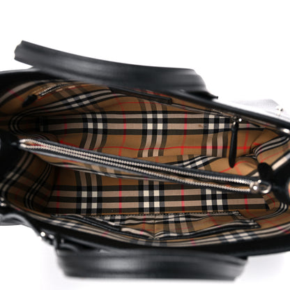 Burberry Grainy Calfskin Vintage Check Medium Banner Tote Black 5 of 13