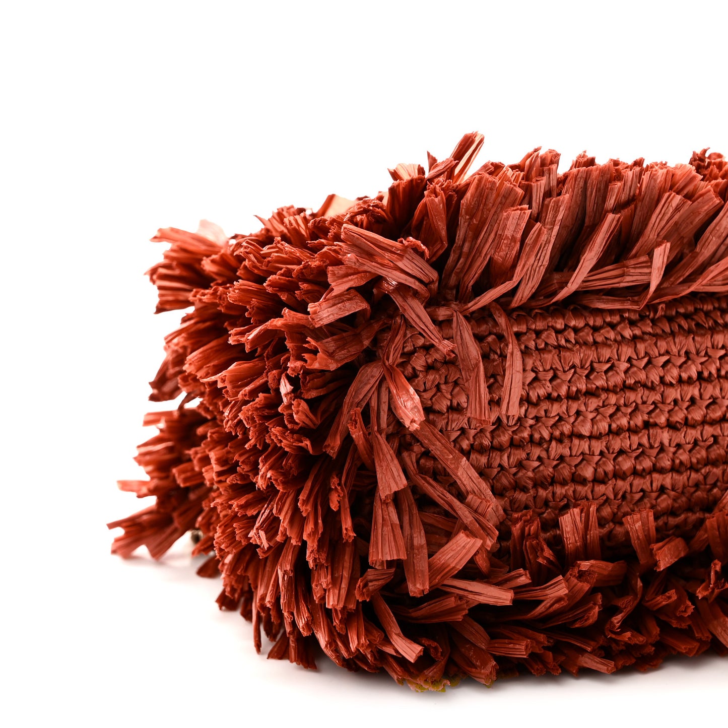 Raffia Fringe Nano Kelly Shopper Red