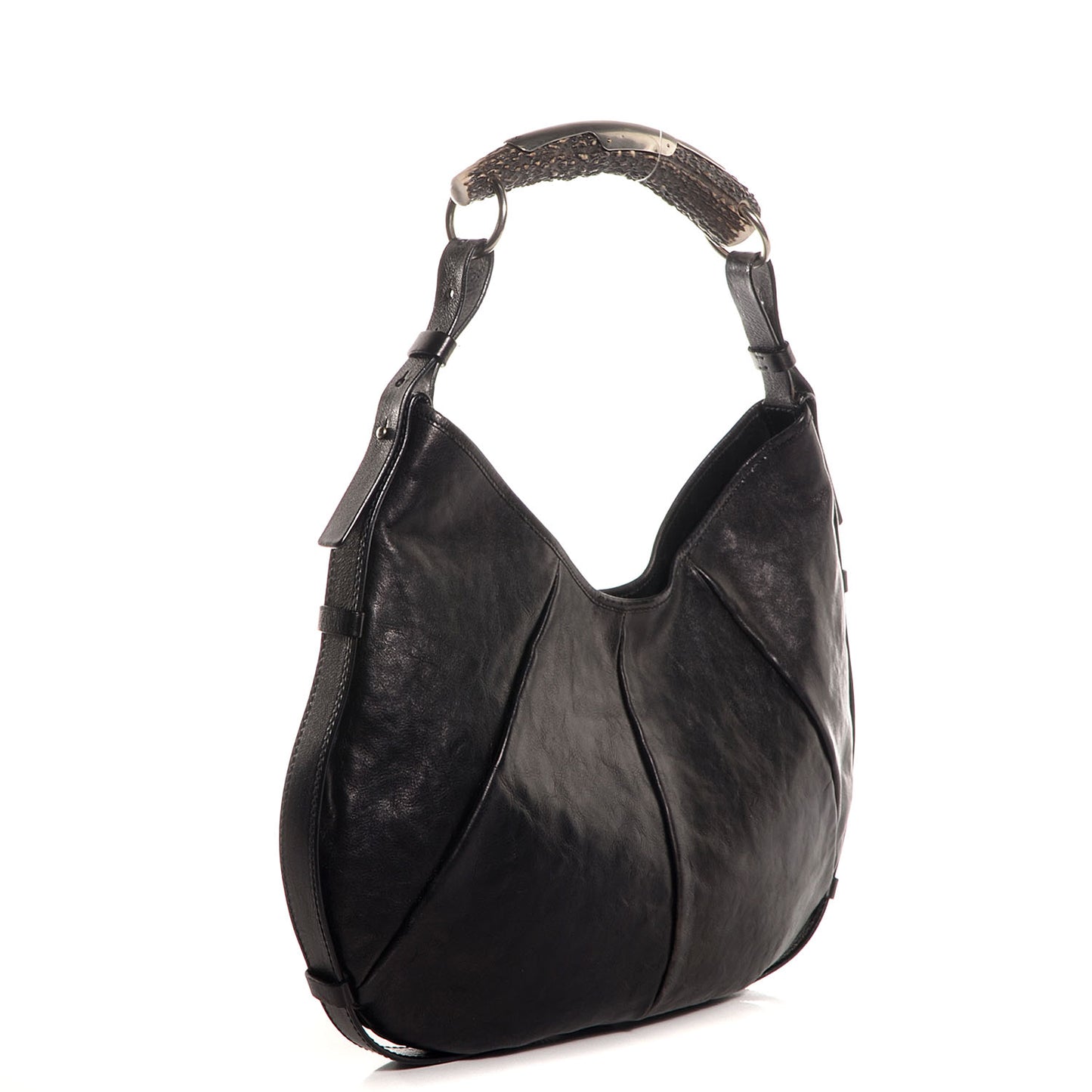 Buffalo Leather Medium Mombasa Horn Bag Black