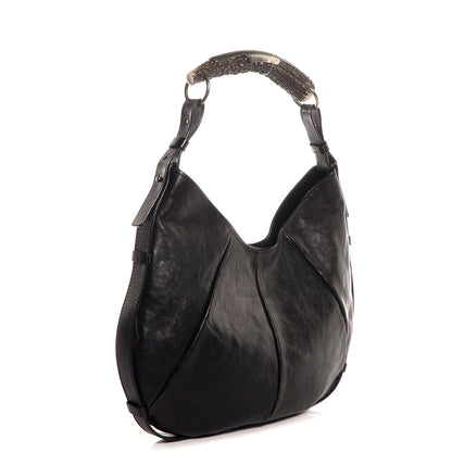Saint Laurent Buffalo Leather Medium Mombasa Horn Bag Black 3 of 7
