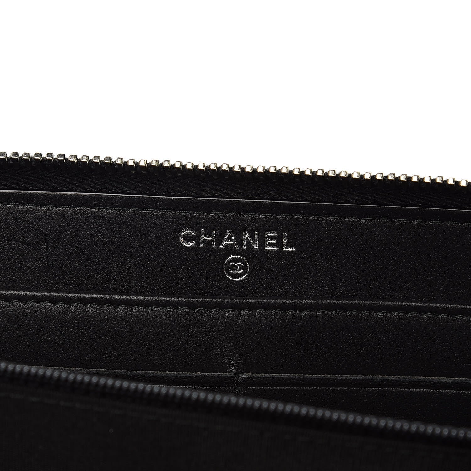 Chanel Caviar Quilted Diamond CC Gusset Zip Around Wallet Black 9 of 11