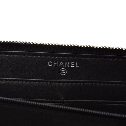 Chanel Caviar Quilted Diamond CC Gusset Zip Around Wallet Black 9 of 11