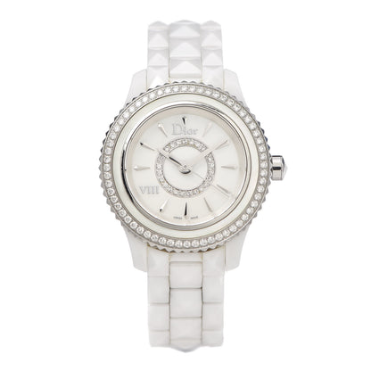 Christian Dior Stainless Steel Ceramic Diamond Bezel Mother of Pearl 28mm Dior VIII Quartz Watch White 1 of 6