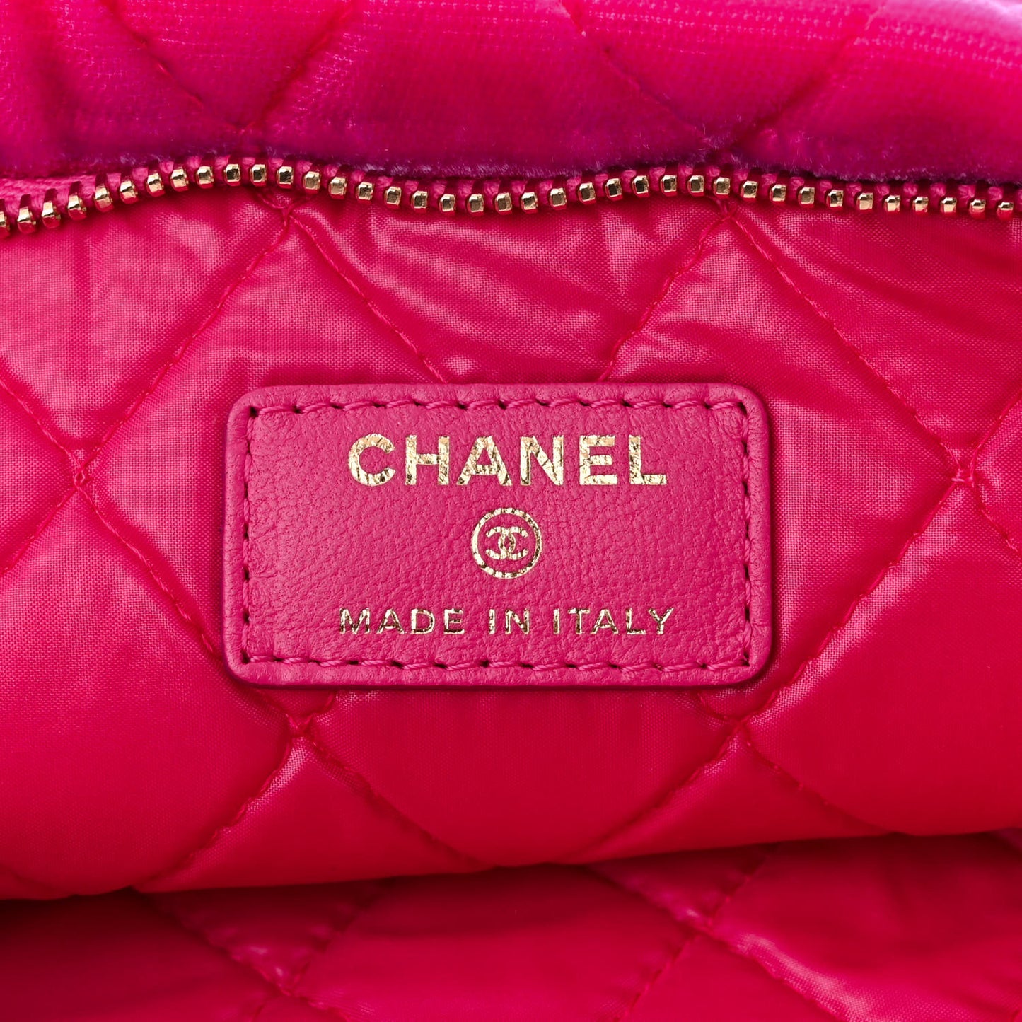 Velvet Quilted CC Beauty Clutch Pink