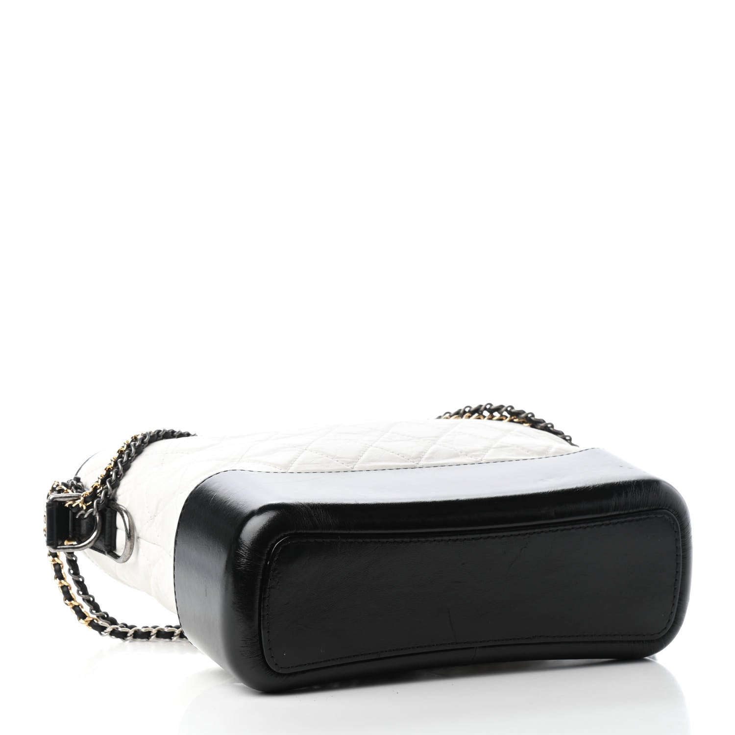 Chanel Aged Calfskin Quilted Medium Gabrielle Hobo Black White 3 of 6