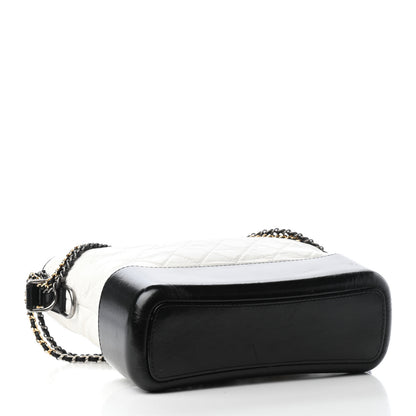 Chanel Aged Calfskin Quilted Medium Gabrielle Hobo Black White 3 of 6