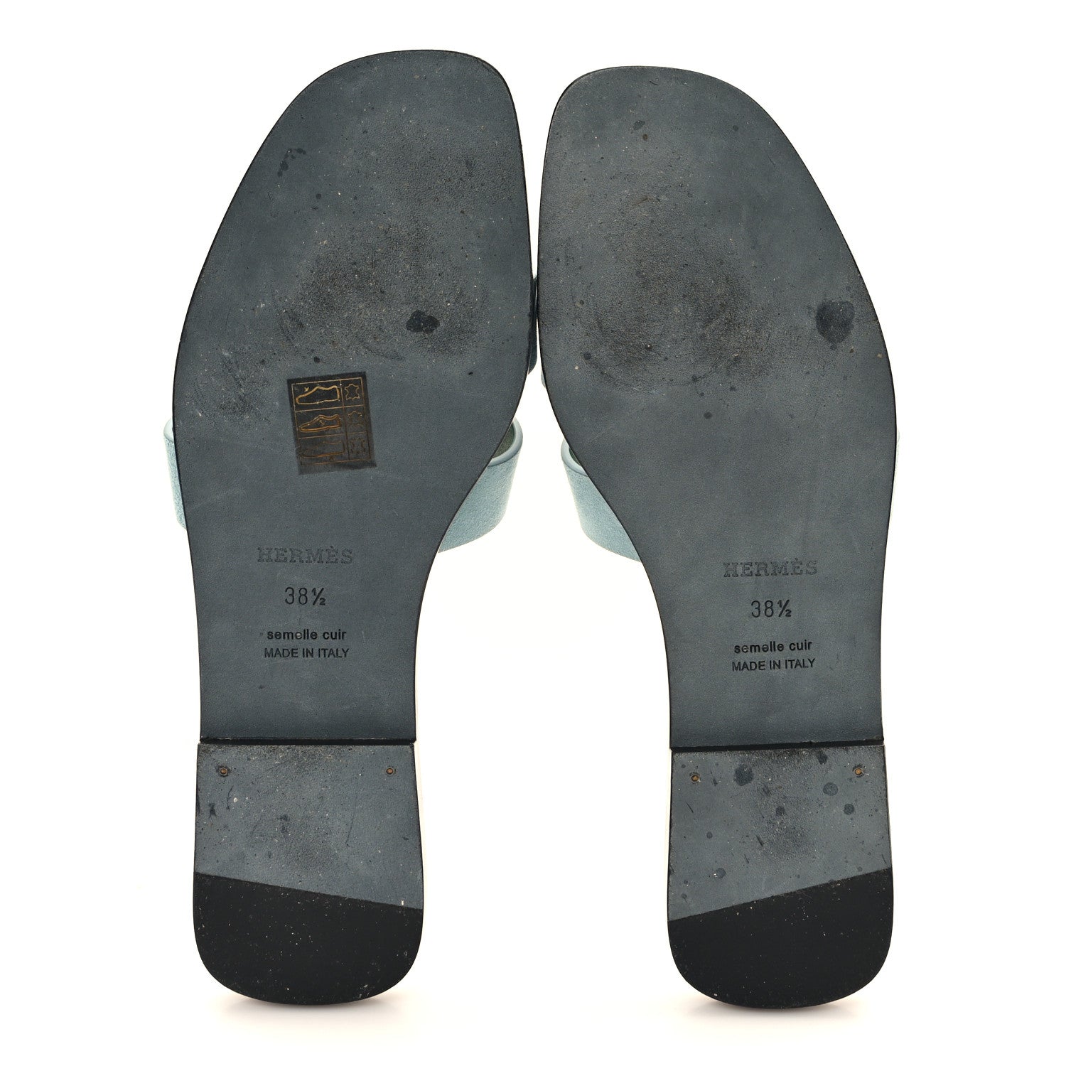 Hermes Suede Goatskin Oran Sandals 38.5 Vert D'eau Vert Anglais 6 of 10