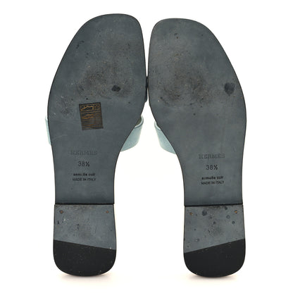 Hermes Suede Goatskin Oran Sandals 38.5 Vert D'eau Vert Anglais 6 of 10