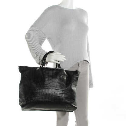 Alexander Wang Calfskin Crocodile Embossed Small Liner Tote Black 2 of 7