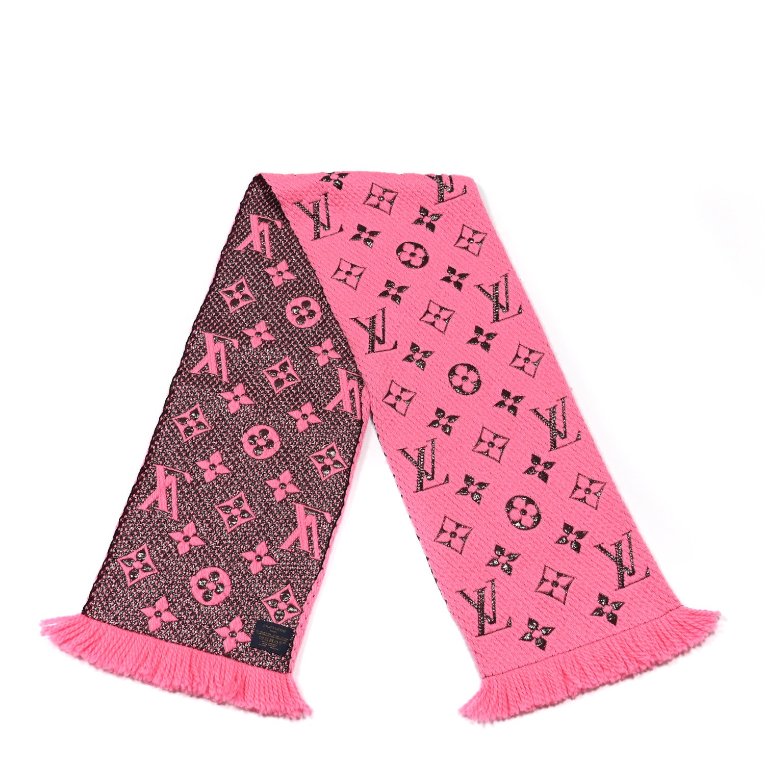Louis Vuitton Wool Silk Logomania Shine Scarf Rose Pop 2 of 3