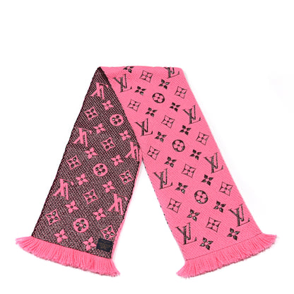 Louis Vuitton Wool Silk Logomania Shine Scarf Rose Pop 2 of 3