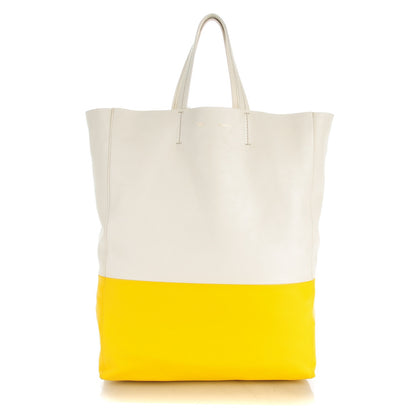 Celine Lambskin Vertical Bi-Cabas White Sun Yellow 1 of 8