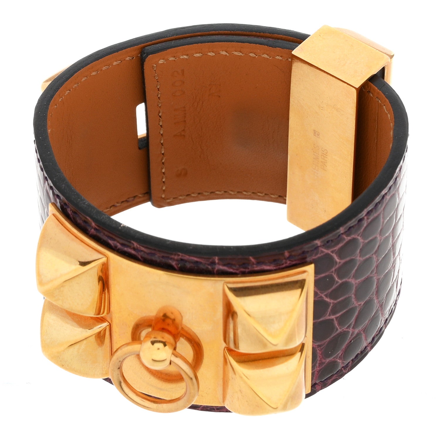 Hermes Shiny Alligator Collier De Chien CDC Bracelet S Amethyst 4 of 5