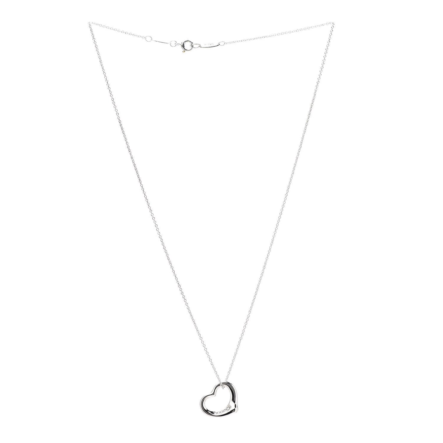 Platinum Diamond 16mm Elsa Peretti Open Heart Pendant Necklace