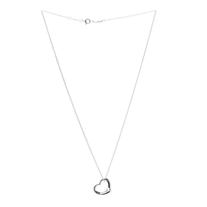 Tiffany Platinum Diamond 16mm Elsa Peretti Open Heart Pendant Necklace 3 of 5