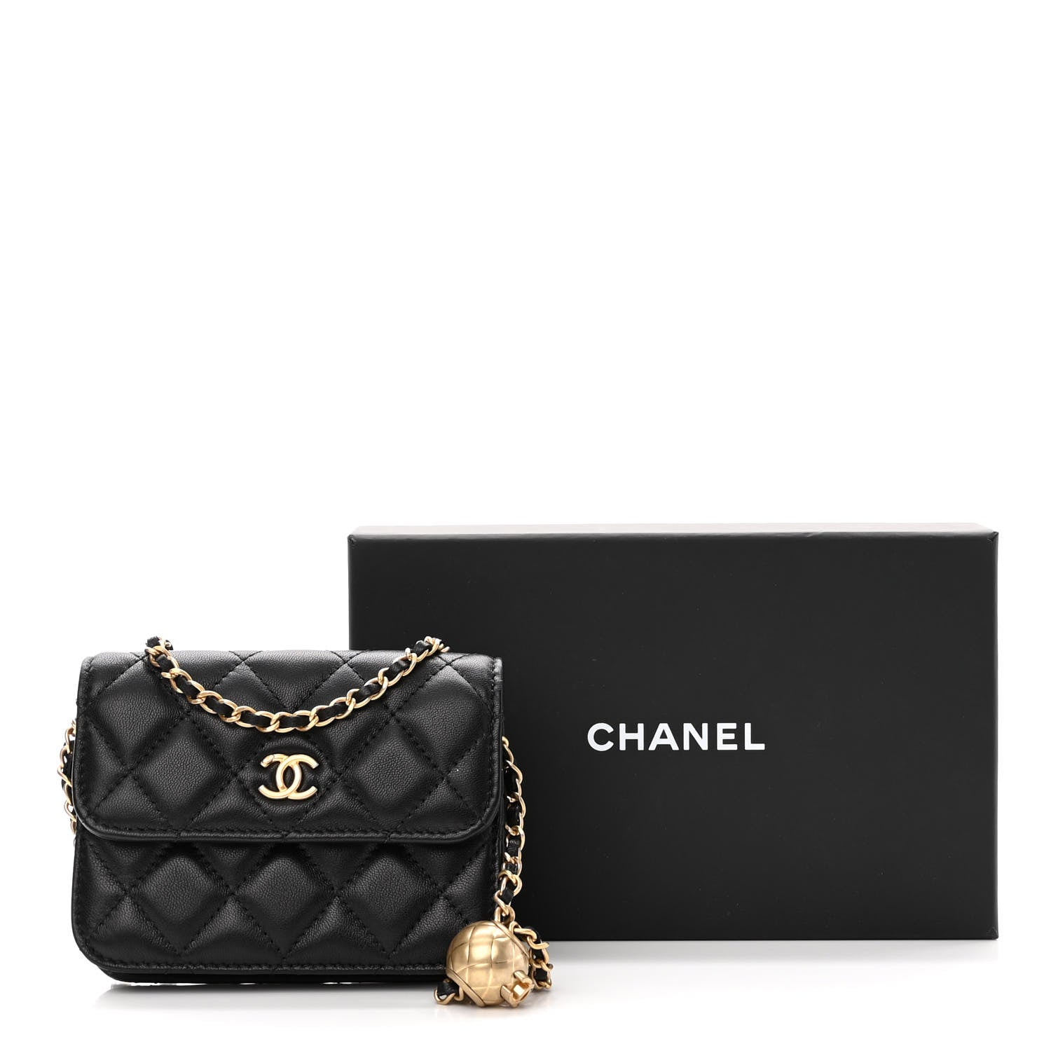 Chanel Lambskin Quilted Pearl Crush Clutch With Chain Black 12 of 12