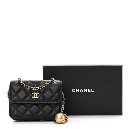 Chanel Lambskin Quilted Pearl Crush Clutch With Chain Black 12 of 12