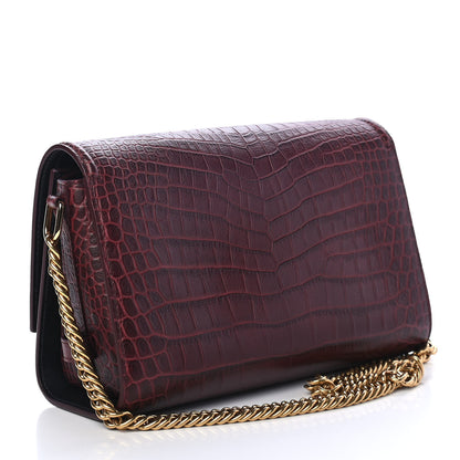 Alexander McQueen Calfskin Crocodile Embossed The Story Shoulder Bag Oxblood 2 of 4