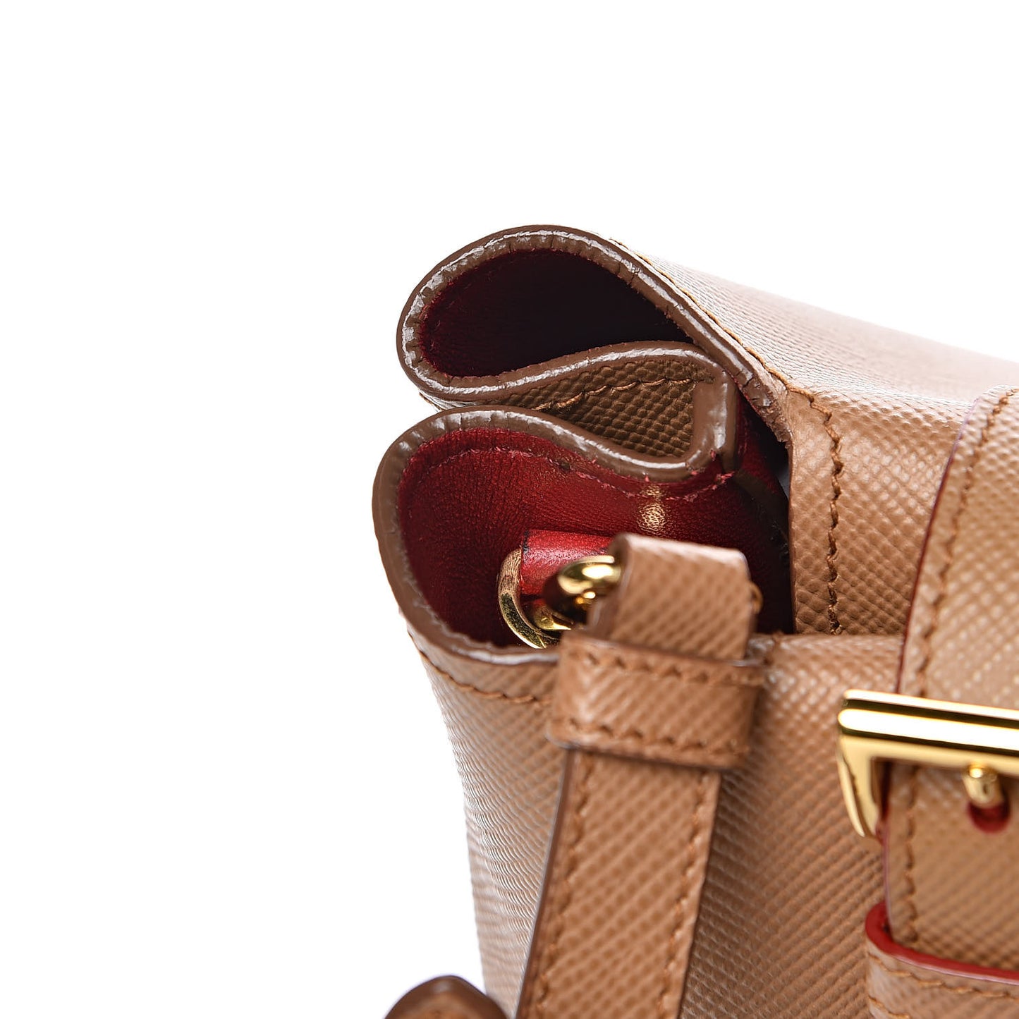 Saffiano Cuir Buckle Tote Caramel