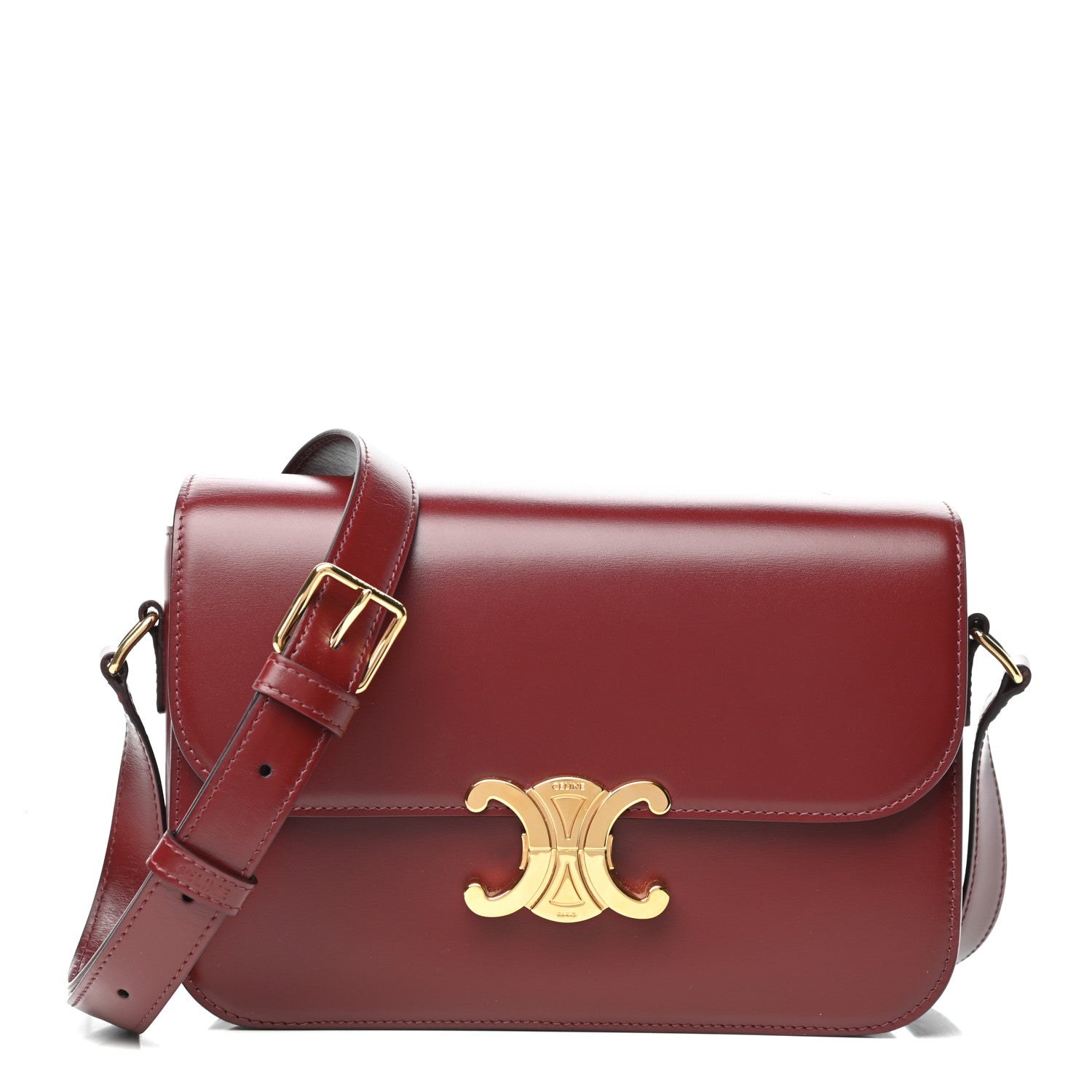Celine Shiny Calfskin Medium Triomphe Light Burgundy 1 of 10