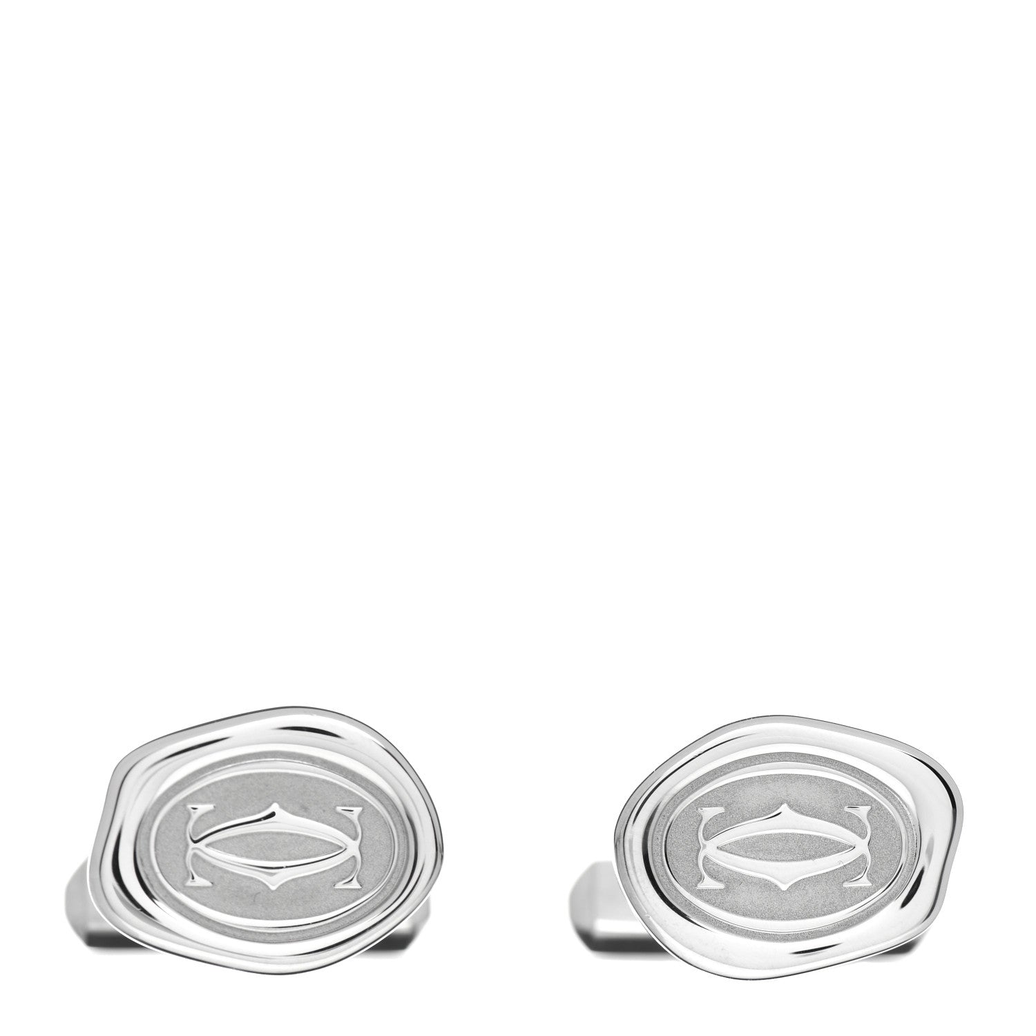 Cartier Sterling Silver Palladium Finish Wax Seal Motif Cufflinks 1 of 5