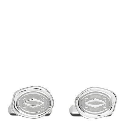 Cartier Sterling Silver Palladium Finish Wax Seal Motif Cufflinks 1 of 5
