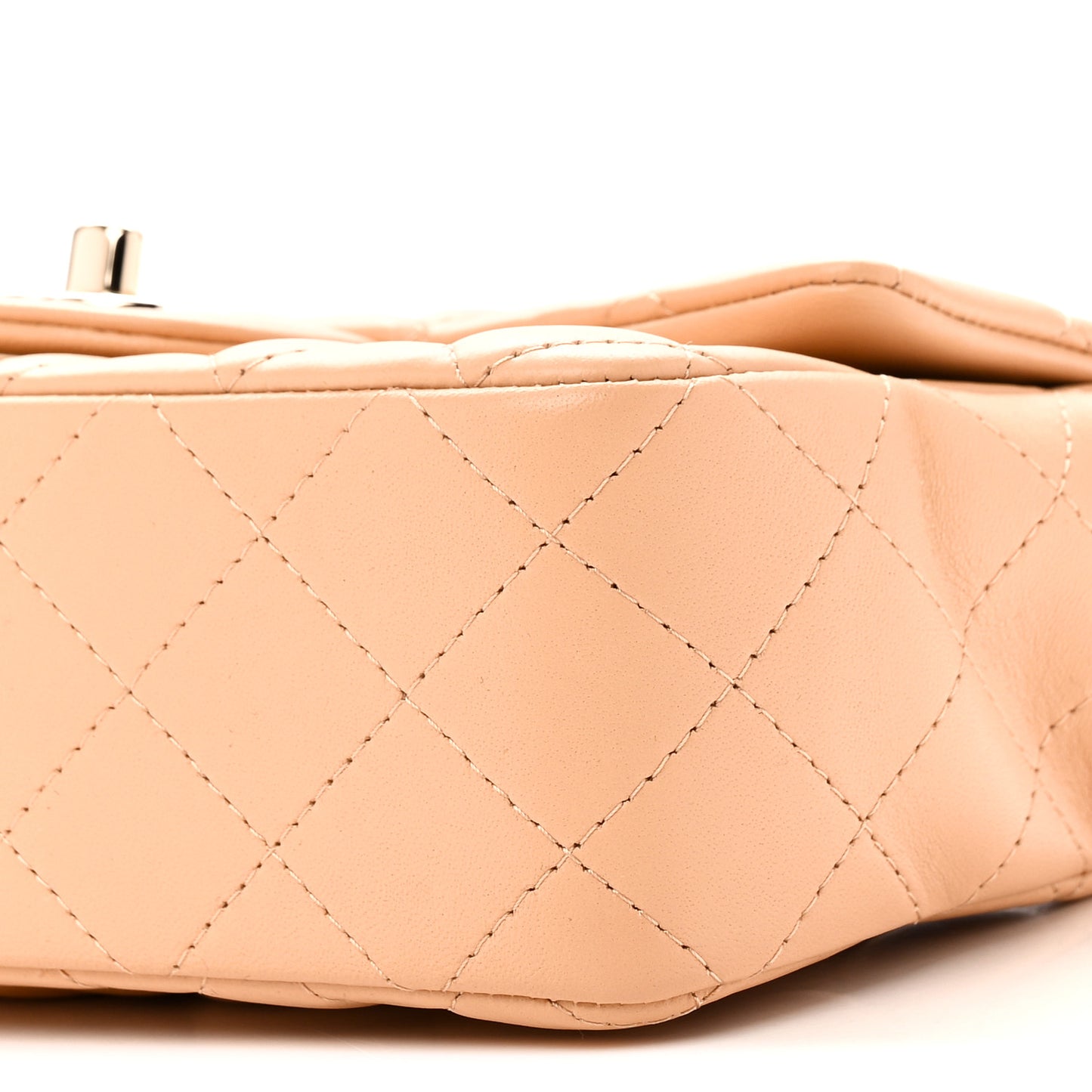 Lambskin Quilted Mini Rectangular Flap Beige