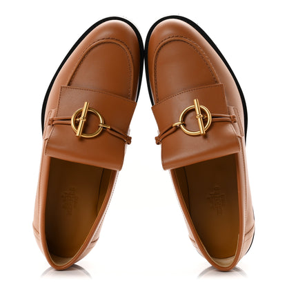 Hermes Calfskin Womens Impact Loafers 37.5 Naturel 2 of 10