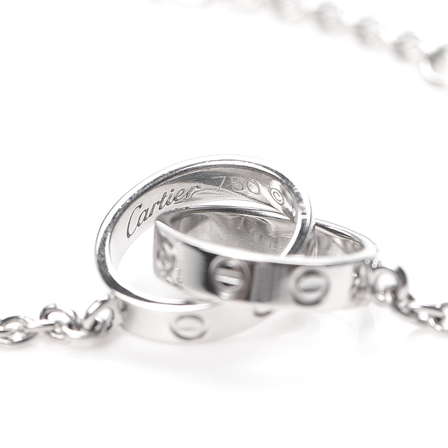 Cartier 18K White Gold Interlocking LOVE Necklace 6 of 8