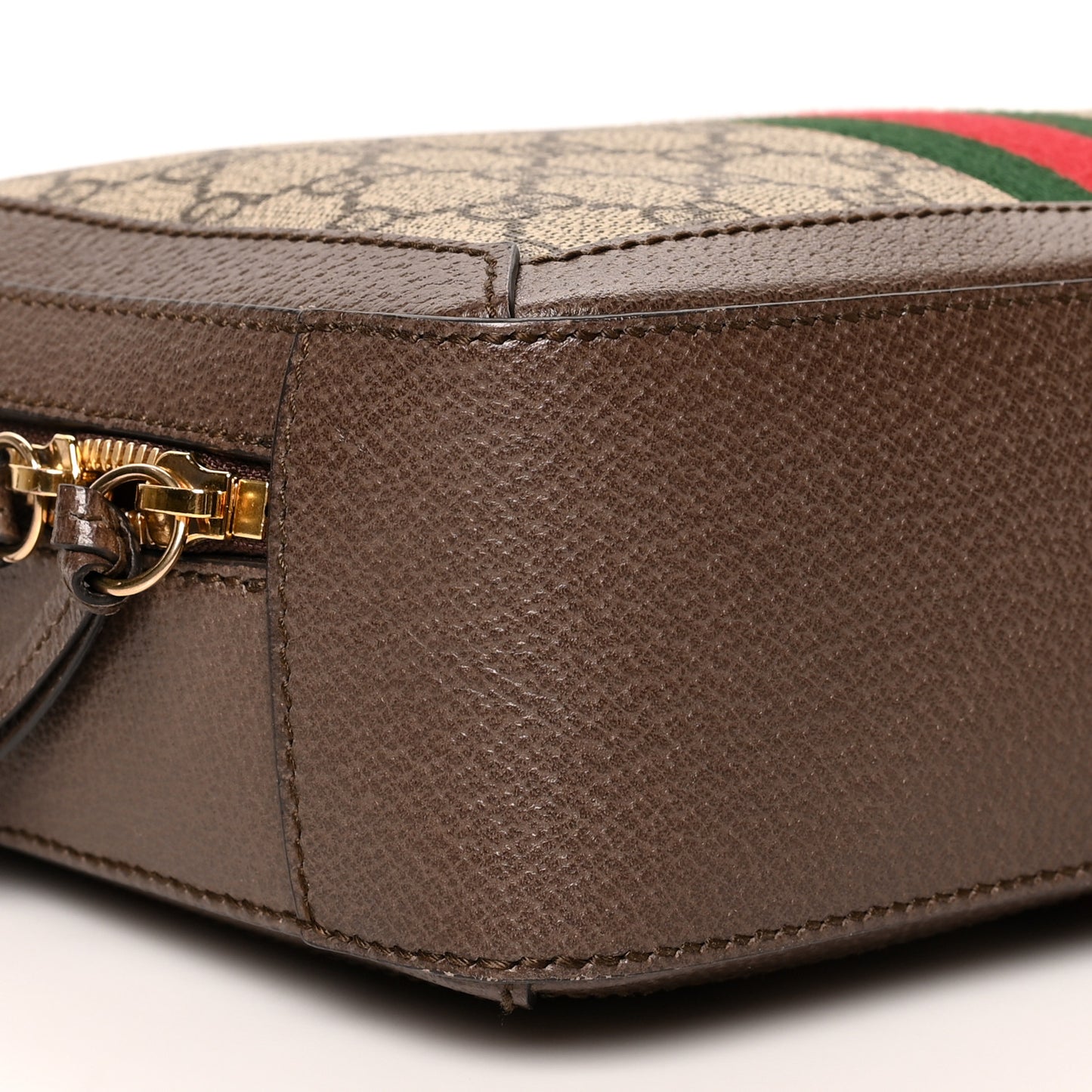 GG Supreme Monogram Web Small Ophidia Top Handle Shoulder Bag Brown