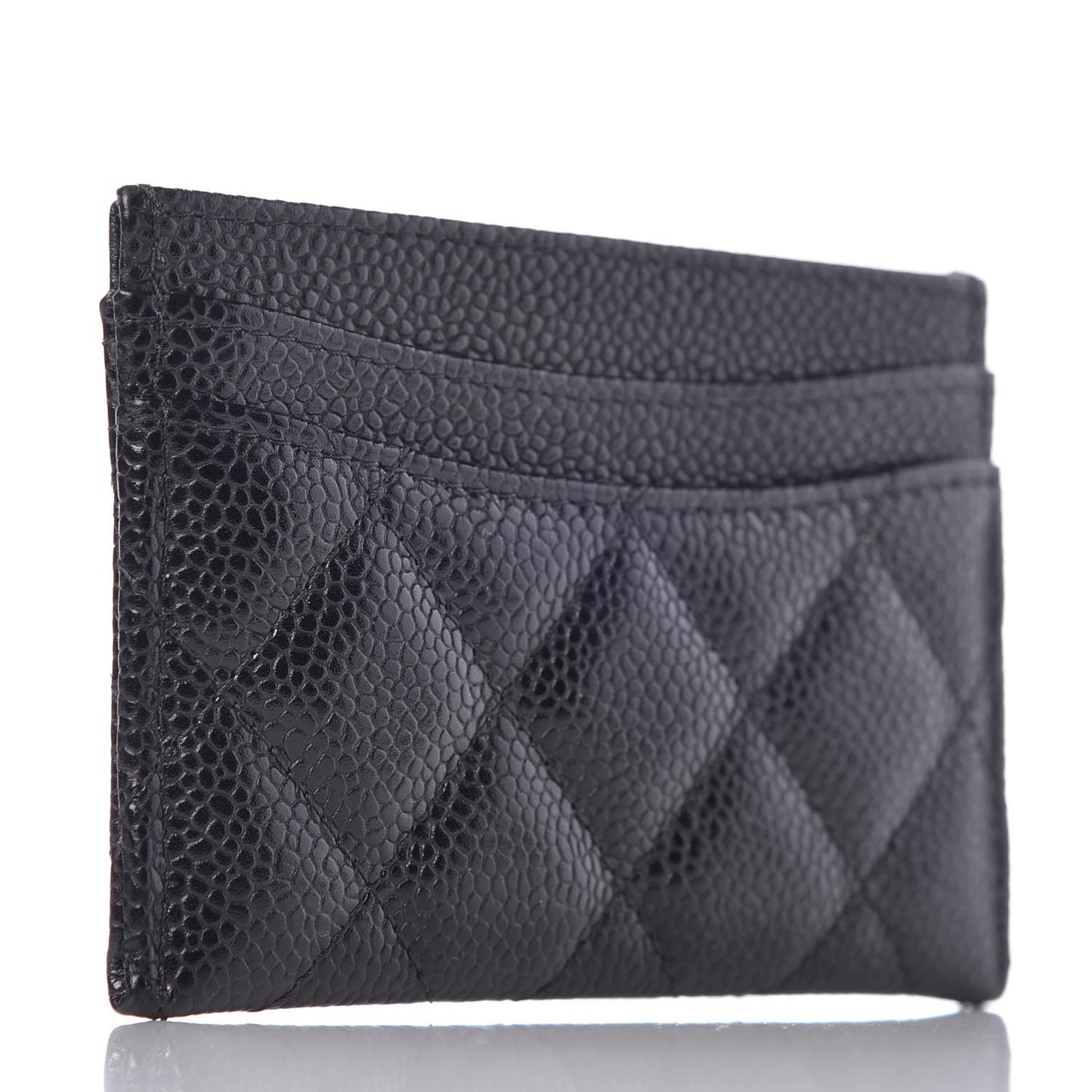 Caviar Quilted Card Holder Black