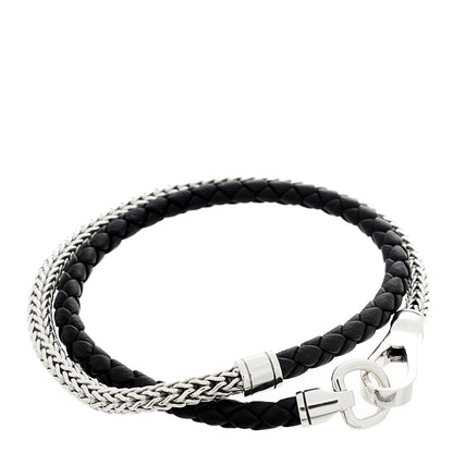John Hardy Sterling Silver Leather Double Wrap Bracelet Black 1 of 4