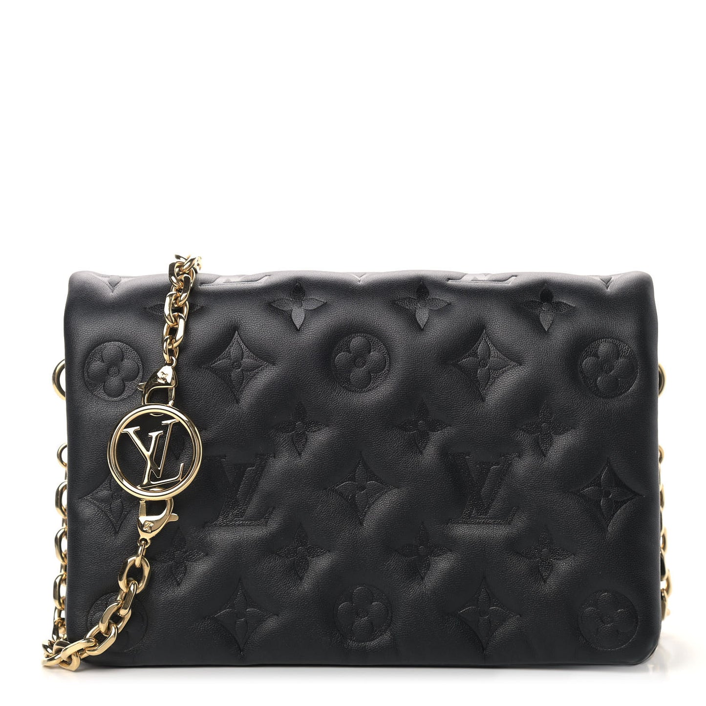 Lambskin Embossed Monogram Pochette Coussin Black