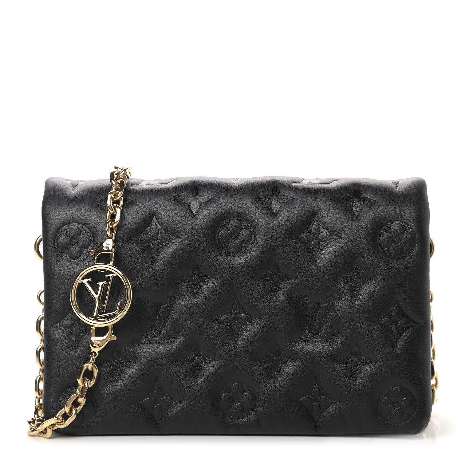 Louis Vuitton Lambskin Embossed Monogram Pochette Coussin Black 1 of 9