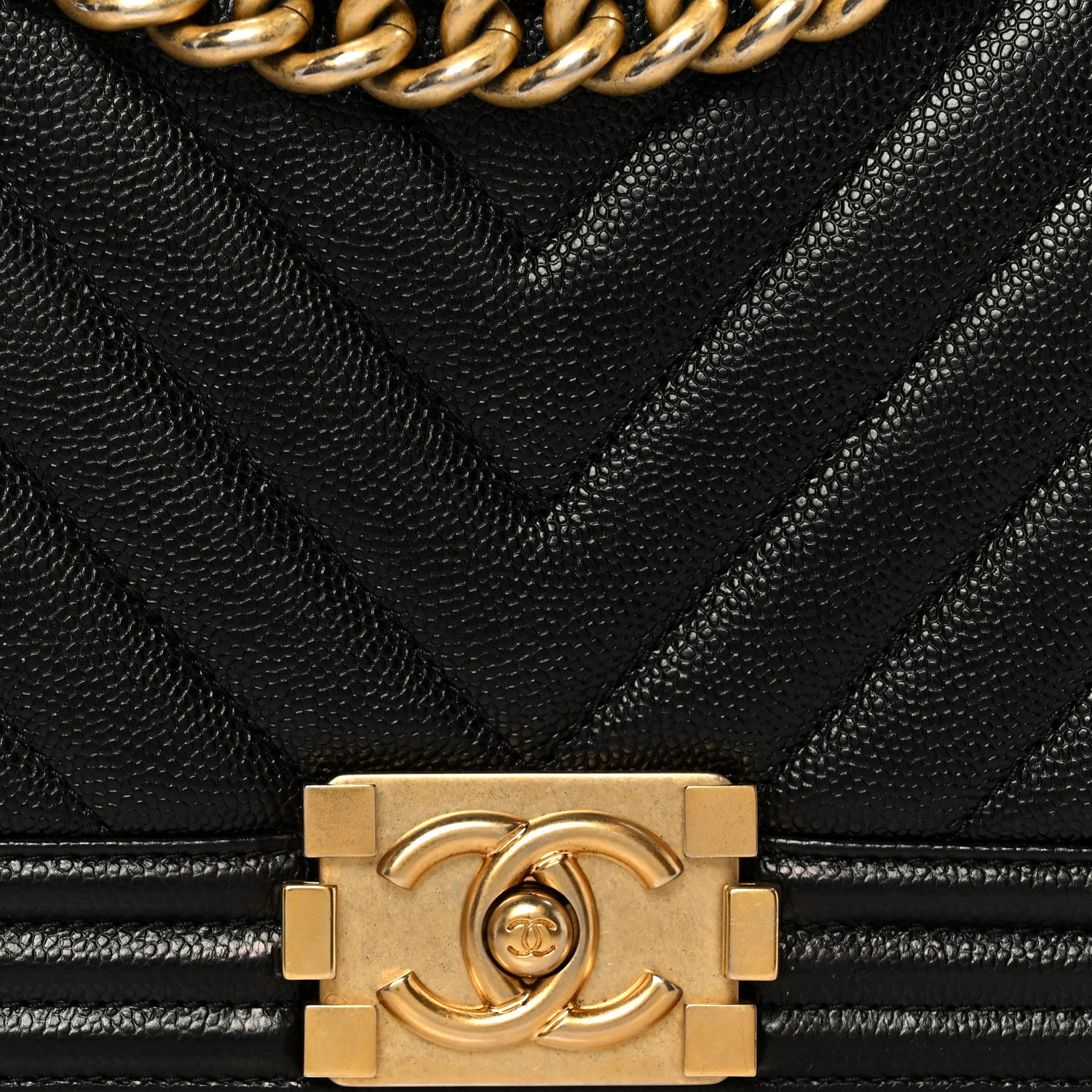 Chanel Caviar Chevron Quilted Medium Boy Flap Black 8 of 10