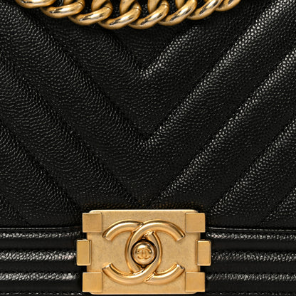 Chanel Caviar Chevron Quilted Medium Boy Flap Black 8 of 10