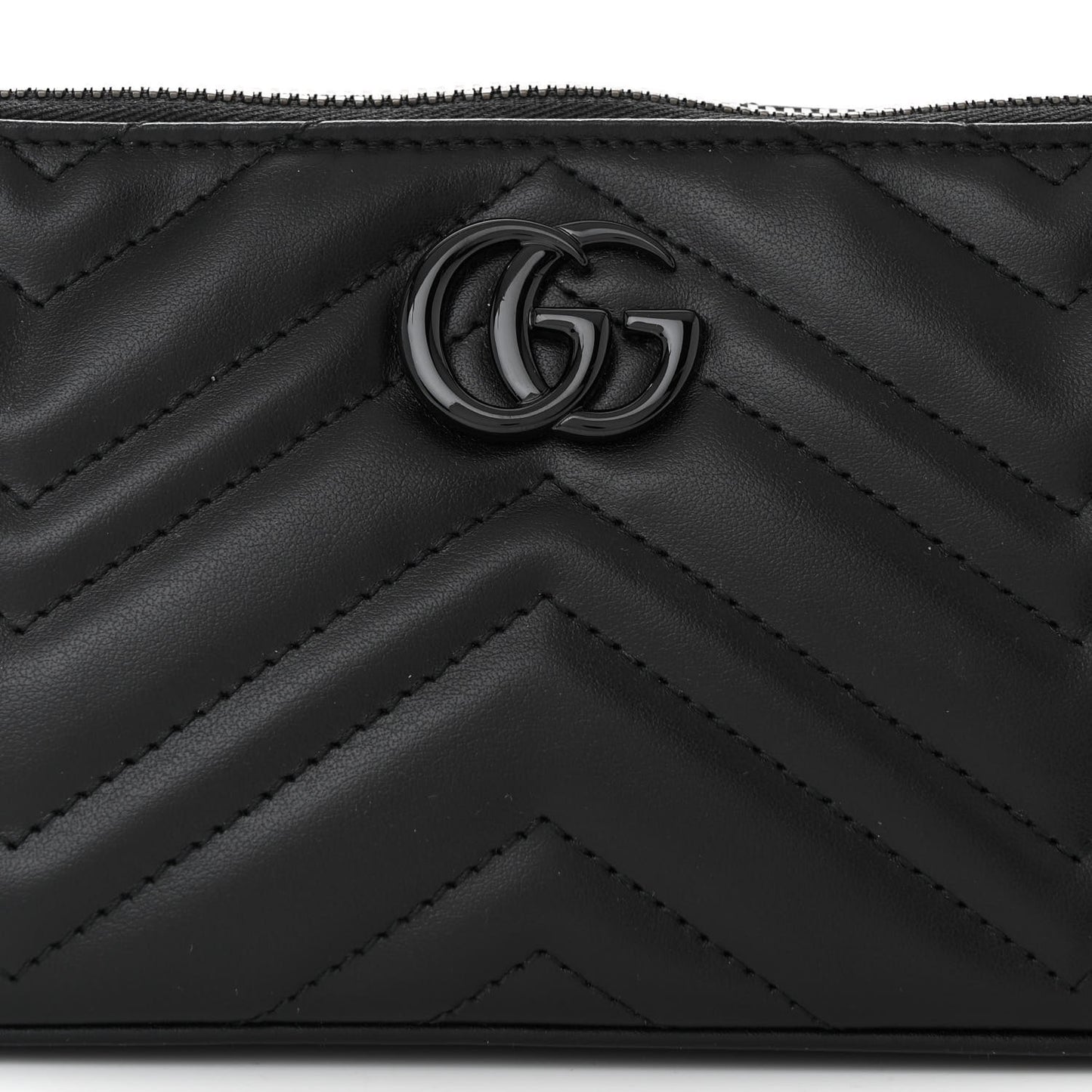 Calfskin Matelasse Chevron Monochrome GG Marmont Sling Shoulder Bag Black