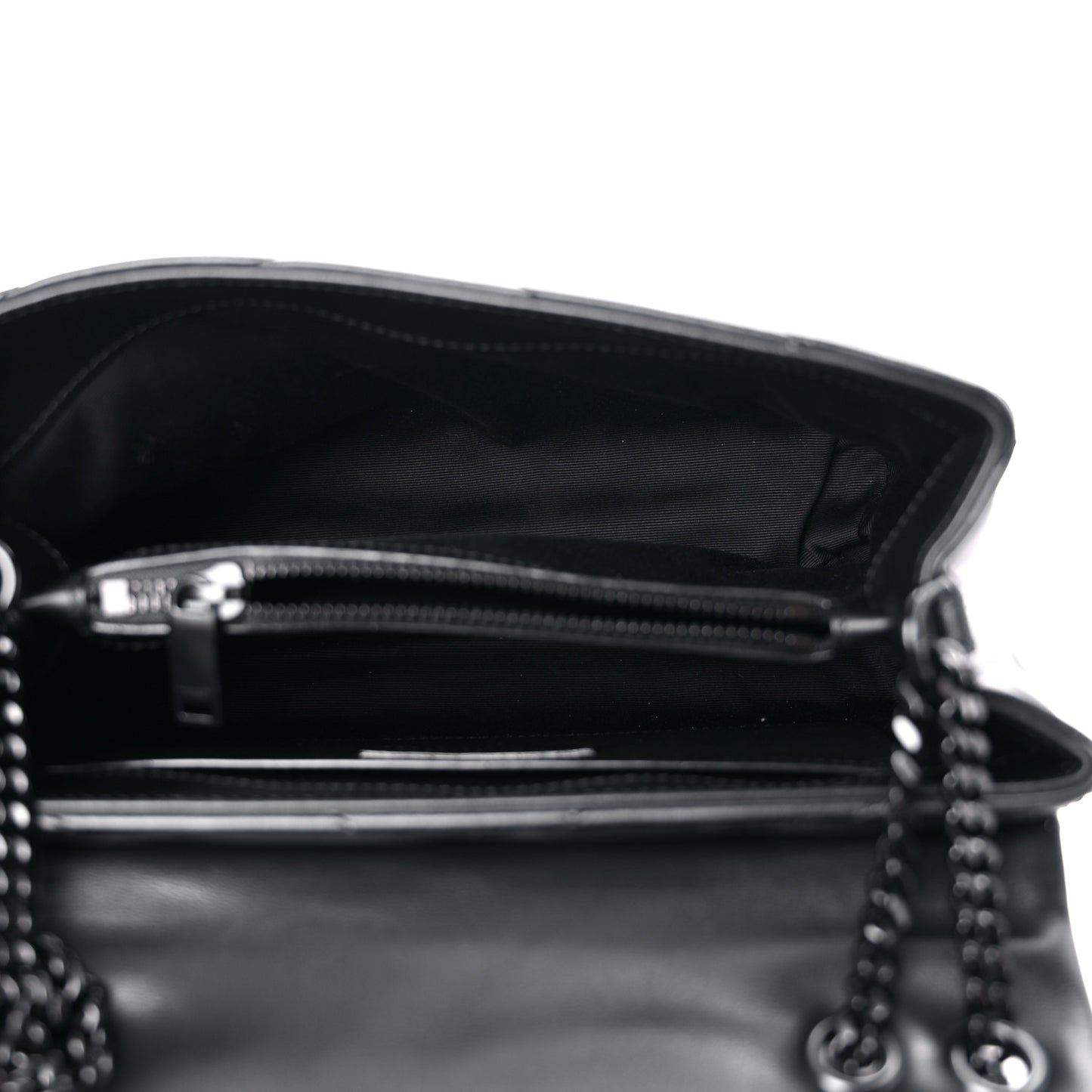 Calfskin Y Quilted Monogram Small Loulou Chain Satchel Black