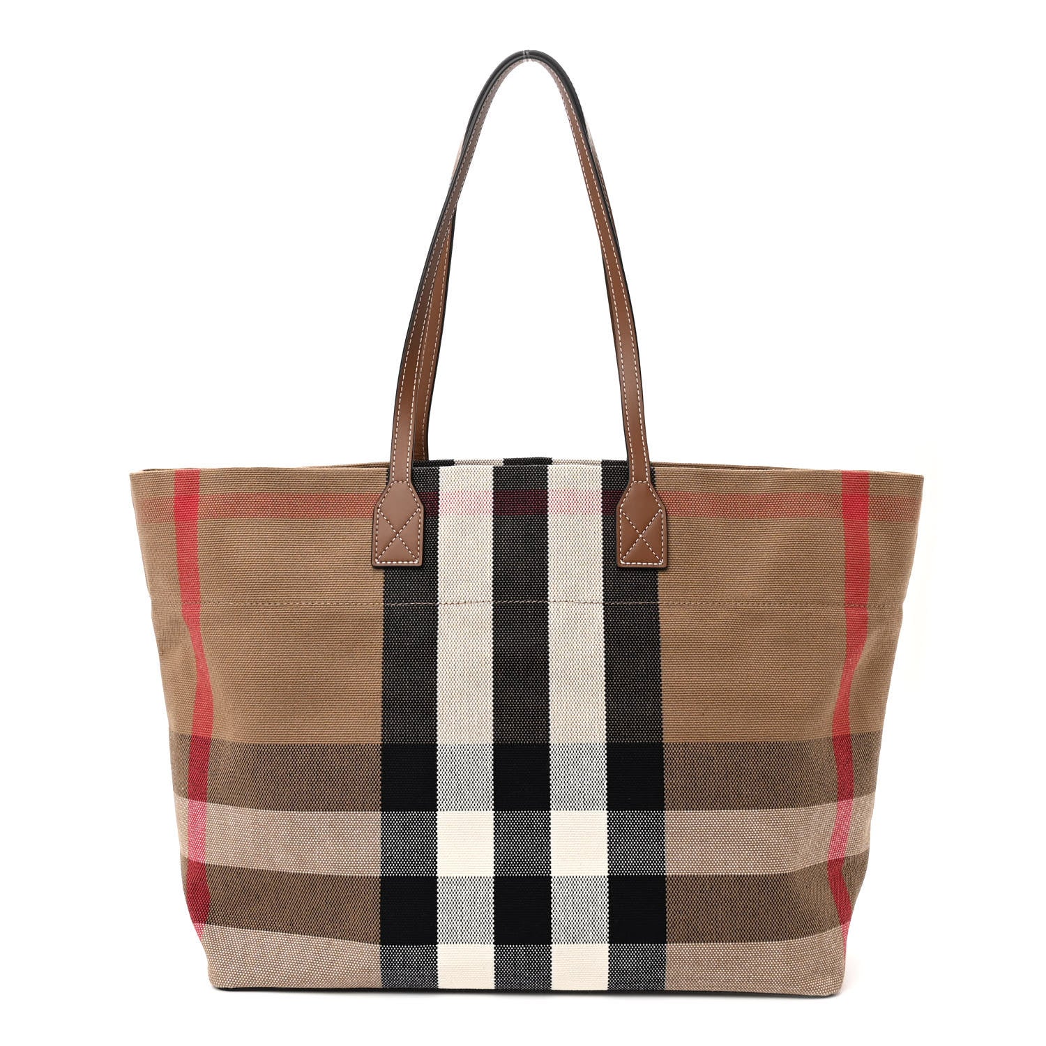 Burberry Giant Check Canvas Medium London Tote Taupe Brown 1 of 11