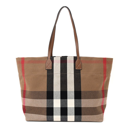 Burberry Giant Check Canvas Medium London Tote Taupe Brown 1 of 11