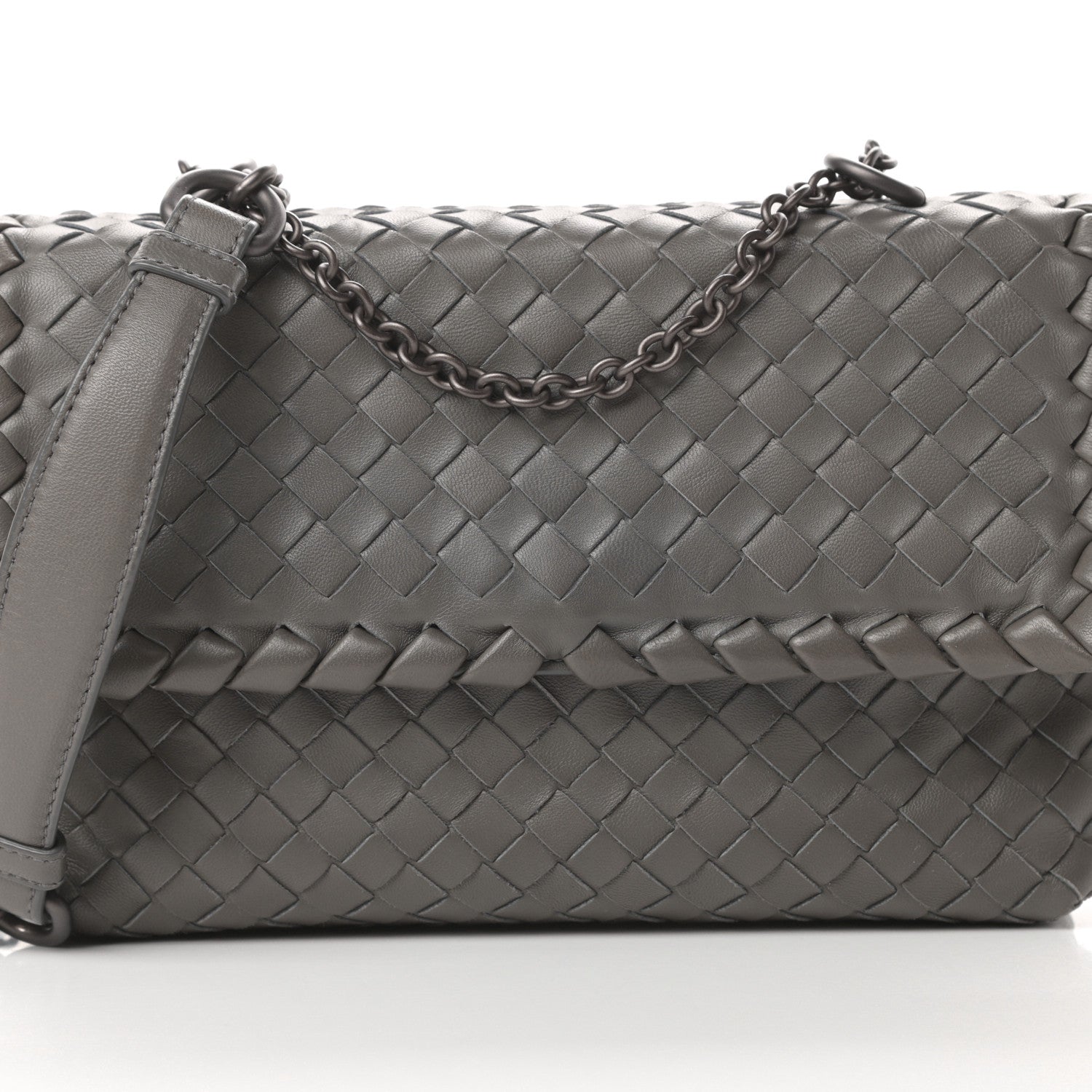 Bottega Veneta Nappa Intrecciato Baby Olimpia Shoulder Bag Steel 8 of 13