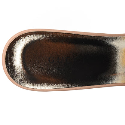 Gucci Nappa Dora Tiger Head Mid Heel Slide Sandals 36 Skin Rose 7 of 8