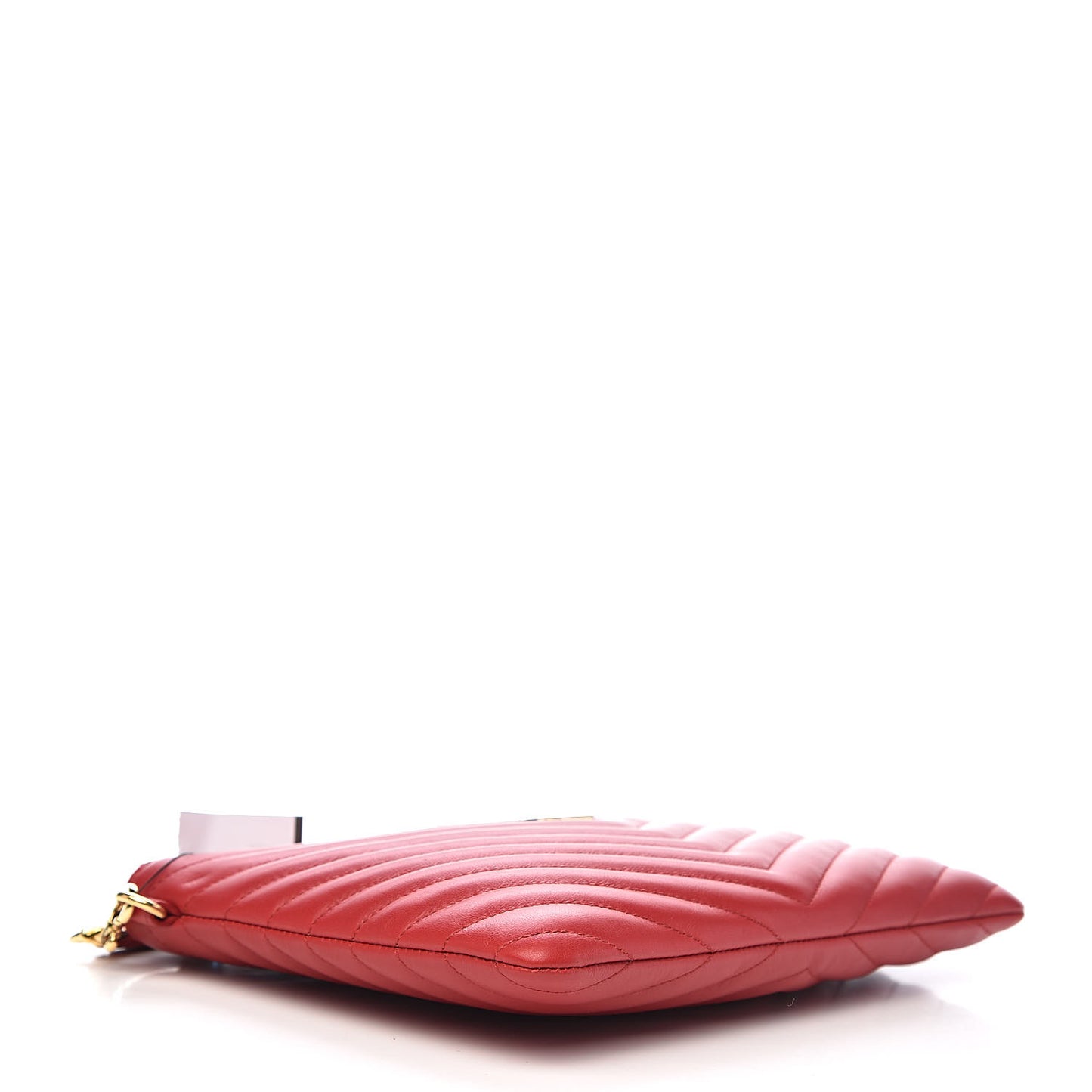 Calfskin Matelasse Chevron Monogram A5 Wristlet Red