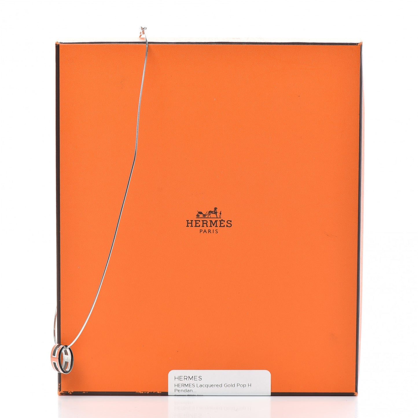 Lacquered Gold Pop H Pendant Necklace Orange
