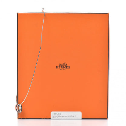 Hermes Lacquered Gold Pop H Pendant Necklace Orange 6 of 6